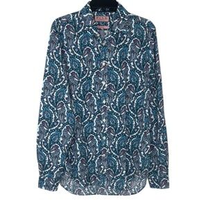 PINK Thomas Pink Slim Casual Blue Bold Paisley Long Sleeve Button Down Shirt M